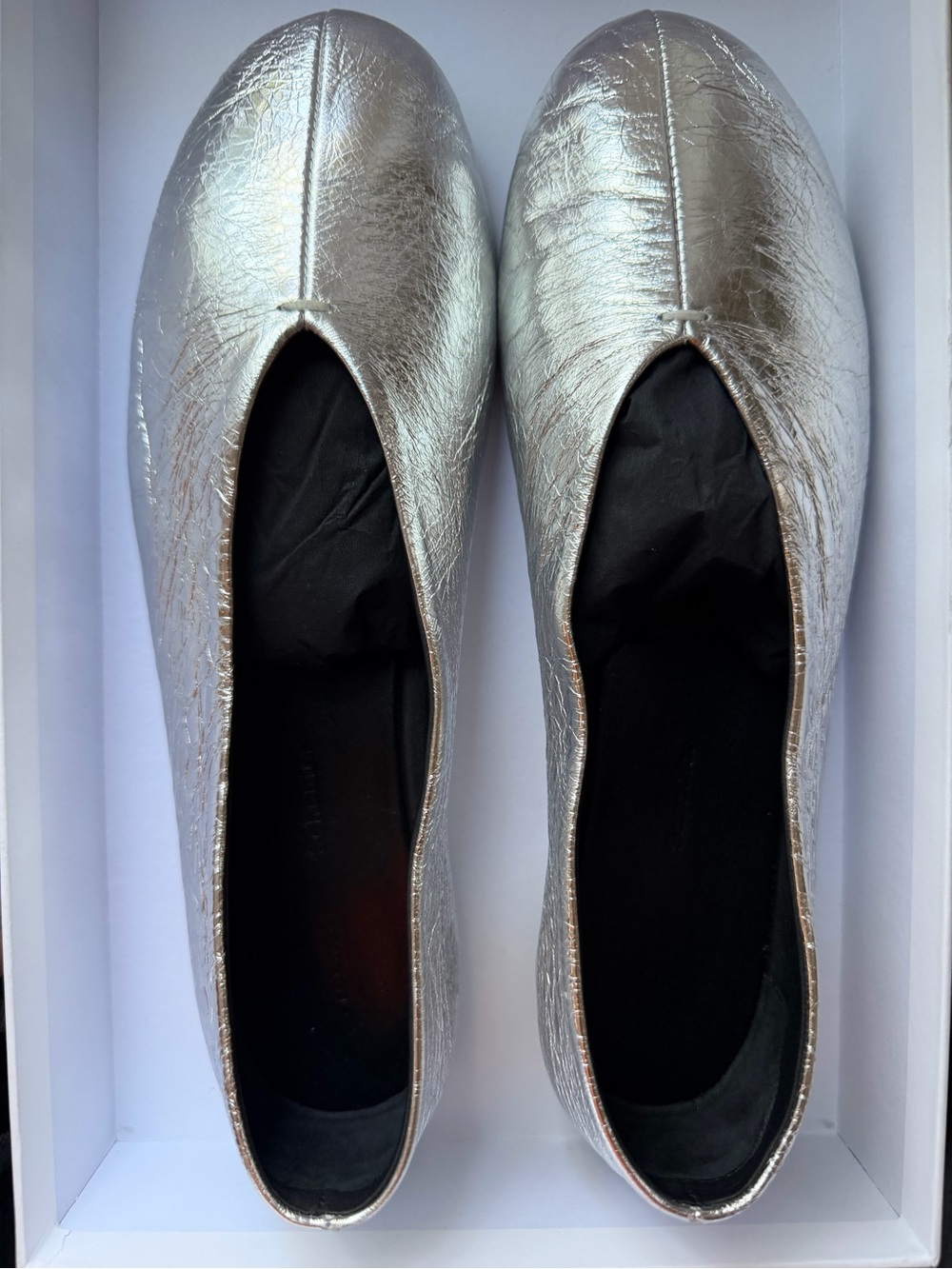 Proenza Schouler Tee Metallic Silver Women's Ballet Flats
